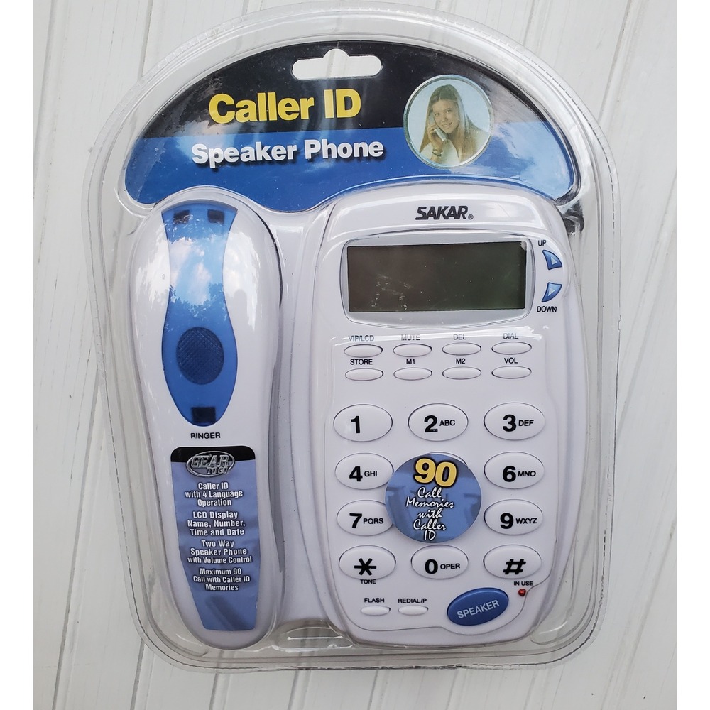 Sakar Gear To Go Caller ID Speaker Phone White Blue Corded Landline HT-848CL NEW